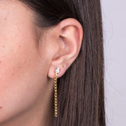 Orecchini in Argento 925 con cristallo ovale a lovo e catena lunga