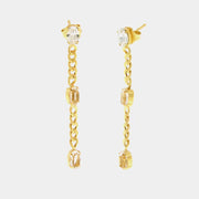 Orecchini in Argento 925 a catena con cristalli ovali