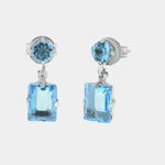 Orecchini in Argento 925 con cristalli rettangolari azzurri - BYSIMON gioielli