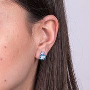 Orecchini in Argento 925 con cristalli rettangolari azzurri