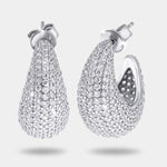 Orecchini in Argento 925 ovali bombati con zirconi - BYSIMON gioielli