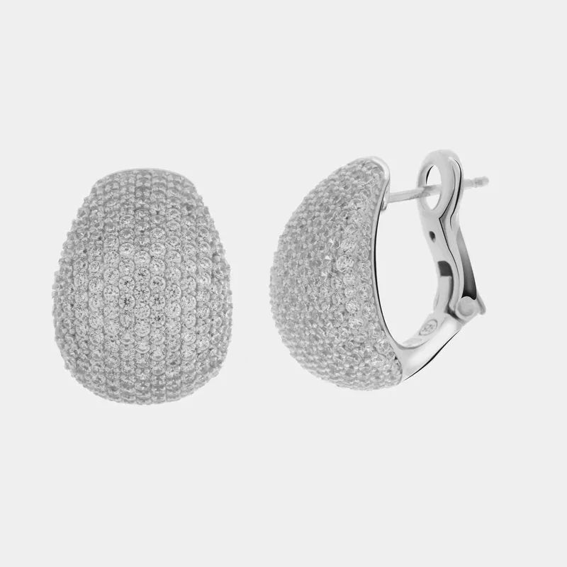 Orecchini in Argento 925 ovali con zirconi Collezione Amsterdam - BYSIMON gioielli