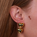 Orecchini in Argento 925 doppio cuore liscio gold Collezione Amsterdam - BYSIMON gioielli