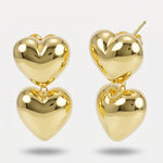 Orecchini in Argento 925 doppio cuore liscio gold Collezione Amsterdam - BYSIMON gioielli
