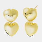 Orecchini in Argento 925 doppio cuore liscio gold Collezione Amsterdam - BYSIMON gioielli