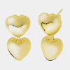 Orecchini in Argento 925 doppio cuore liscio gold