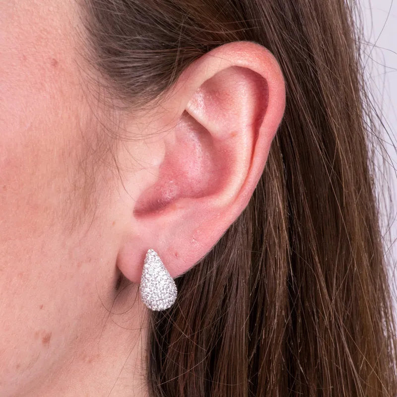 Orecchini in Argento 925 ovali bombati con zirconi Collezione Amsterdam - BYSIMON gioielli