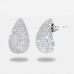 Orecchini in Argento 925 ovali bombati con zirconi Collezione Amsterdam - BYSIMON gioielli