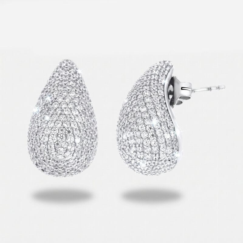 Orecchini in Argento 925 ovali bombati con zirconi Collezione Amsterdam - BYSIMON gioielli