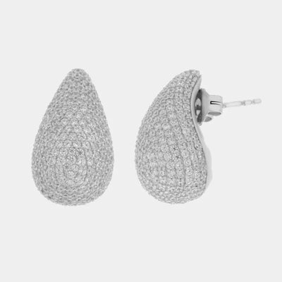 Orecchini in Argento 925 ovali bombati con zirconi Collezione Amsterdam - BYSIMON gioielli