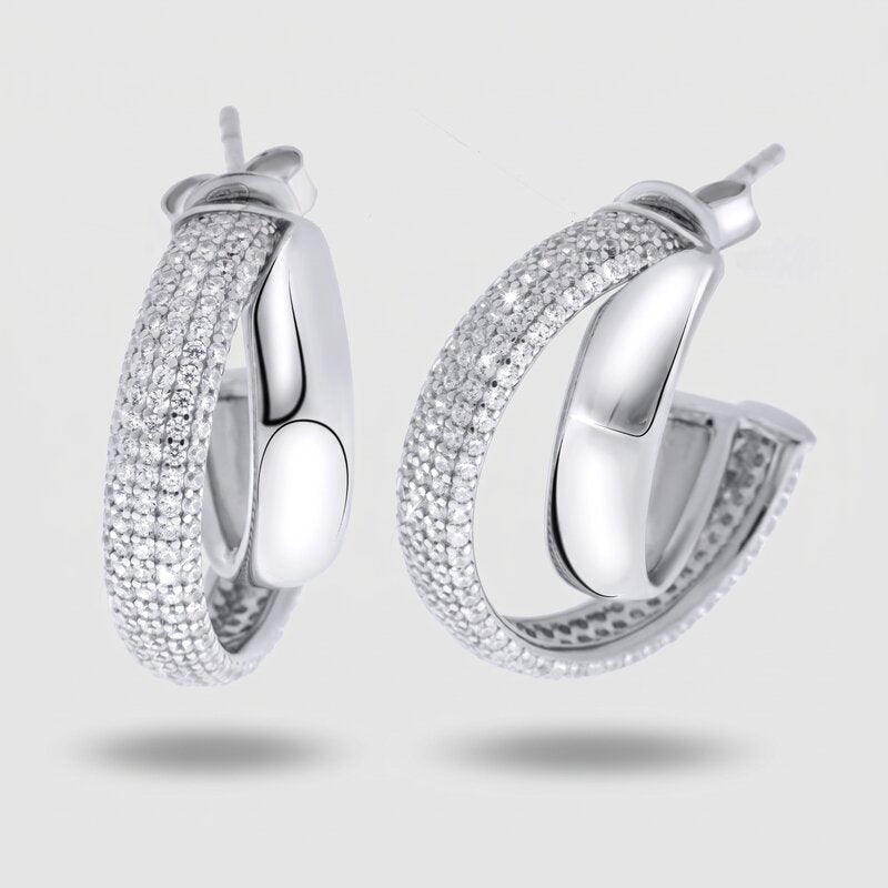 Orecchini in Argento 925 ovali con zirconi Collezione Amsterdam - BYSIMON gioielli