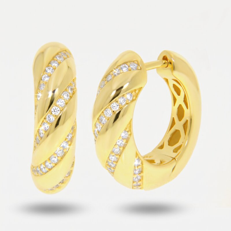 Orecchini in Argento 925 cerchio gold con zirconi Collezione Amsterdam - BYSIMON gioielli