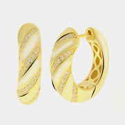 Orecchini in Argento 925 cerchio gold con zirconi