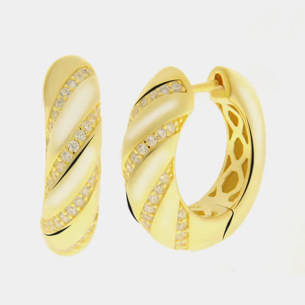 Orecchini in Argento 925 cerchio gold con zirconi Collezione Amsterdam - BYSIMON gioielli