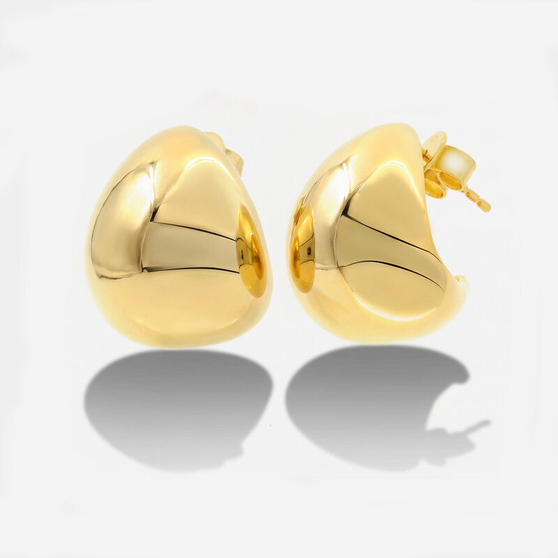 Orecchini in Argento 925 ovale bombato liscio gold Collezione Amsterdam - BYSIMON gioielli