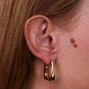 Orecchini in Argento 925 forma quadrata liscia gold