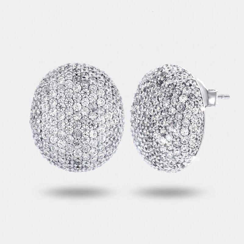 Orecchini in Argento 925 cerchio bombato con zirconi Collezione Amsterdam - BYSIMON gioielli
