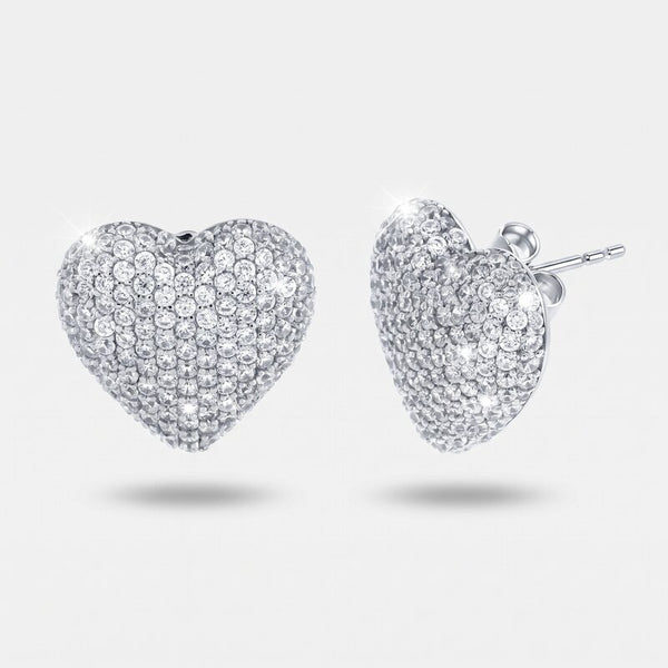 Orecchini in Argento 925 cuore bombato con zirconi Collezione Amsterdam - BYSIMON gioielli