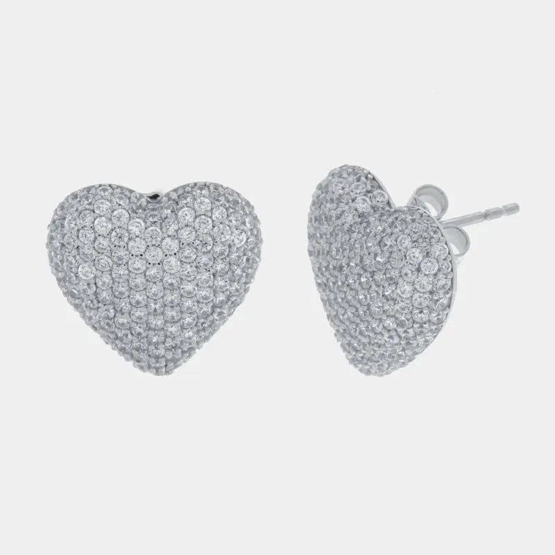 Orecchini in Argento 925 cuore bombato con zirconi Collezione Amsterdam - BYSIMON gioielli