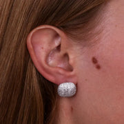 Orecchini in Argento 925 quadrato bombato con zirconi