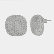 Orecchini in Argento 925 quadrato bombato con zirconi