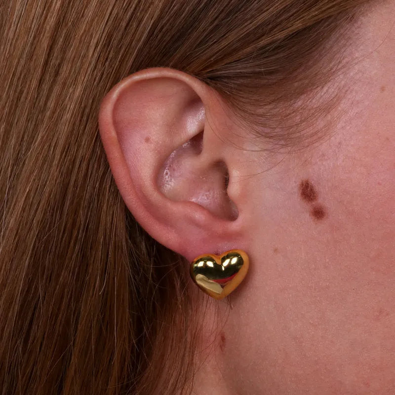 Orecchini in Argento 925 cuore bombato gold a lobo Collezione Amsterdam - BYSIMON gioielli