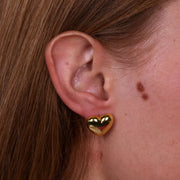 Orecchini in Argento 925 cuore bombato gold a lobo