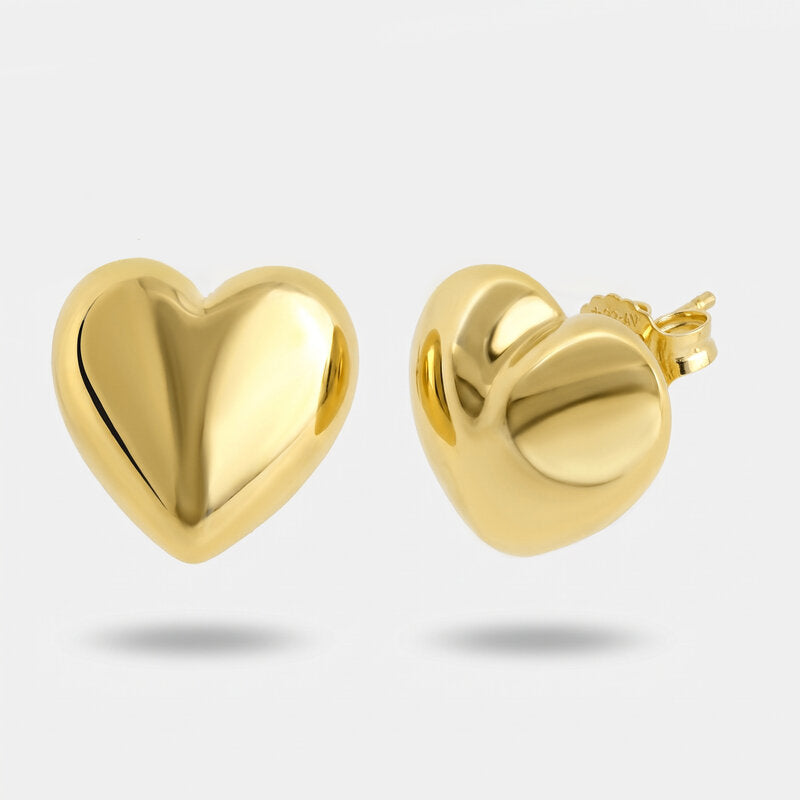 Orecchini in Argento 925 cuore bombato gold a lobo Collezione Amsterdam - BYSIMON gioielli