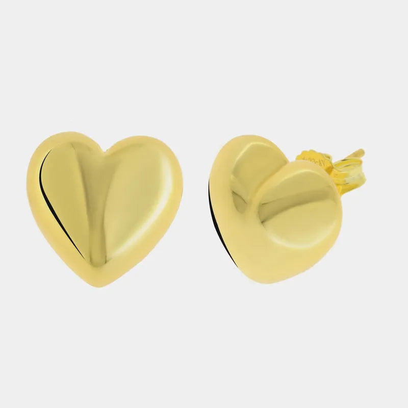 Orecchini in Argento 925 cuore bombato gold a lobo Collezione Amsterdam - BYSIMON gioielli