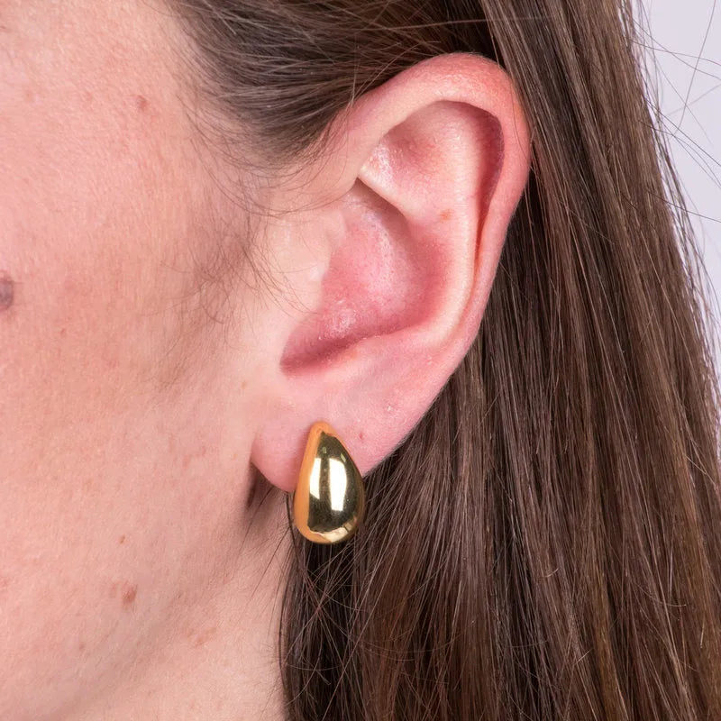 Orecchini in Argento 925 ovale bombato a lobo gold Collezione Amsterdam - BYSIMON gioielli