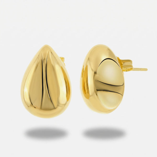 Orecchini in Argento 925 ovale bombato a lobo gold Collezione Amsterdam - BYSIMON gioielli