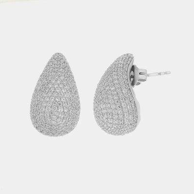 Orecchini in Argento 925 ovali bombati con zirconi Collezione Amsterdam - BYSIMON gioielli
