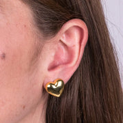 Orecchini in Argento 925 cuore bombato gold a lobo