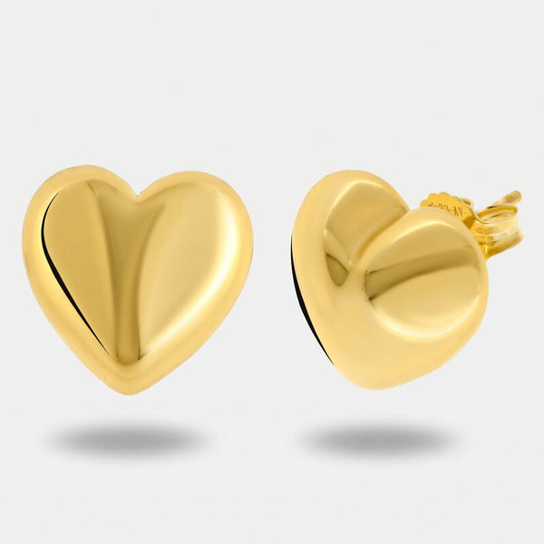 Orecchini in Argento 925 cuore bombato gold a lobo Collezione Amsterdam - BYSIMON gioielli