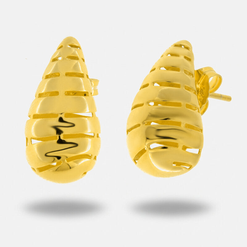 Orecchini in Argento 925 ovali lisci gold Collezione Amsterdam - BYSIMON gioielli