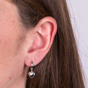 Orecchini in Argento 925 a cerchietto con cuore pendente