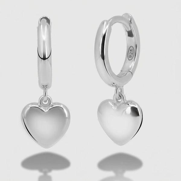 Orecchini in Argento 925 a cerchietto con cuore pendente Collezione Amsterdam - BYSIMON gioielli