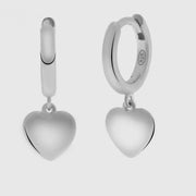 Orecchini in Argento 925 a cerchietto con cuore pendente