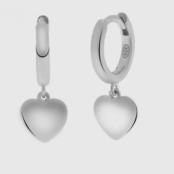 Orecchini in Argento 925 a cerchietto con cuore pendente Collezione Amsterdam - BYSIMON gioielli