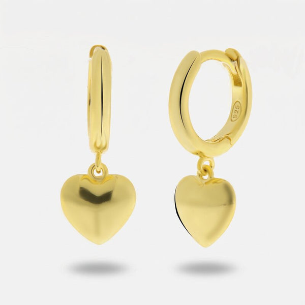 Orecchini in Argento 925 a cerchietto con cuore pendente - BYSIMON gioielli