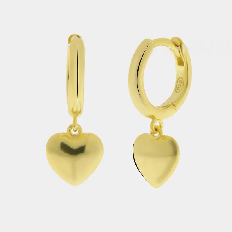 Orecchini in Argento 925 a cerchietto con cuore pendente - BYSIMON gioielli