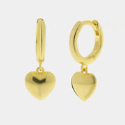 Orecchini in Argento 925 a cerchietto con cuore pendente