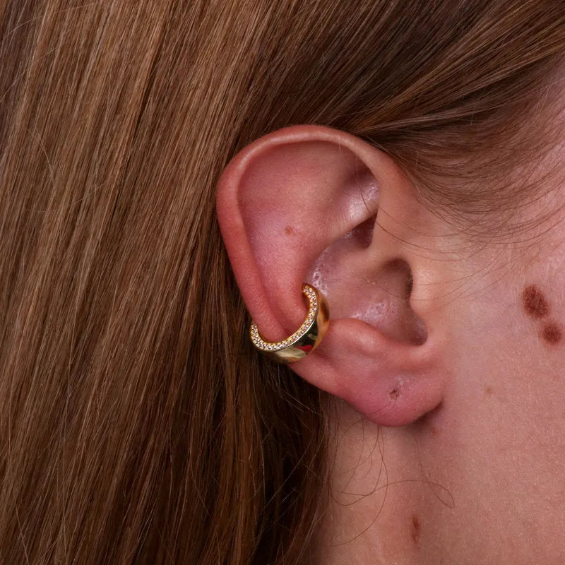 Orecchini in Argento 925 ear cuff a cerchio liscio con zirconi Collezione Amsterdam - BYSIMON gioielli