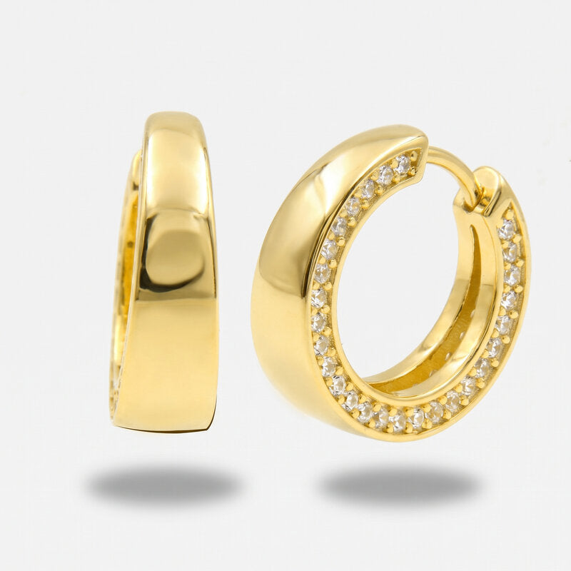 Orecchini in Argento 925 ear cuff a cerchio liscio con zirconi Collezione Amsterdam - BYSIMON gioielli