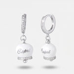Orecchini in Argento 925 con campanella bianca Capri e zirconi