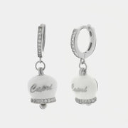 Orecchini in Argento 925 con campanella bianca Capri e zirconi