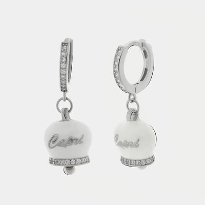 Orecchini in Argento 925 con campanella bianca Capri e zirconi