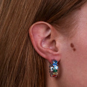 Orecchini in Argento 925 semicerchi con zirconi multicolor