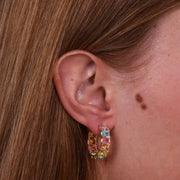 Orecchini in Argento 925 semicerchi con zirconi multicolor