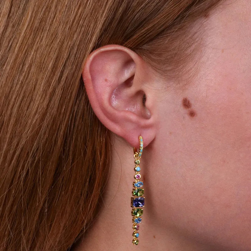Orecchini in Argento 925 con zirconi multicolor pendente BYSIMON - gioiello BySimon